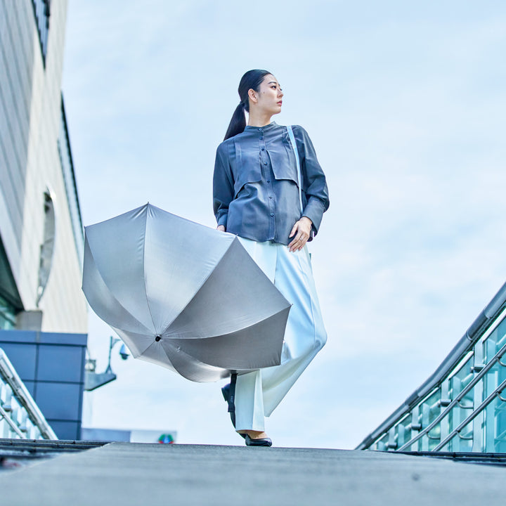 KALCT HEATBLOCK Aluminum Silver（カルクト）｜ 100%遮光・シルバー遮熱 軽量 日傘 晴雨兼用 長傘