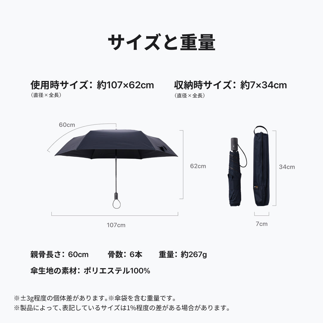 HEATBLOCK VERYKAL LARGE（ベリカル）｜ 100%遮光・遮熱 コーデュラファブリック 大判 自動開閉 日傘 晴雨兼用 折りたたみ傘