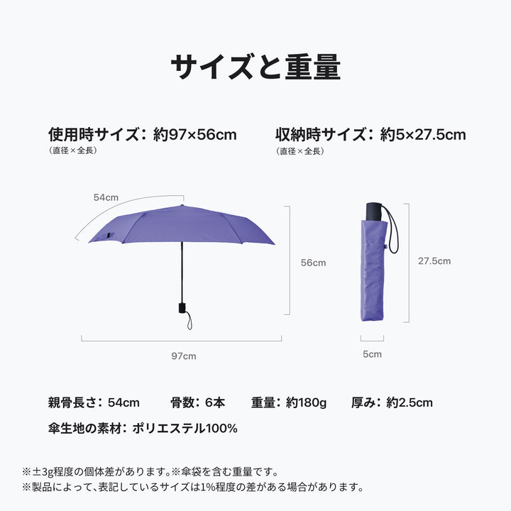 VERYKAL Flat（ベリカルフラット）｜ 超軽量・薄型 自動開閉 折りたたみ傘