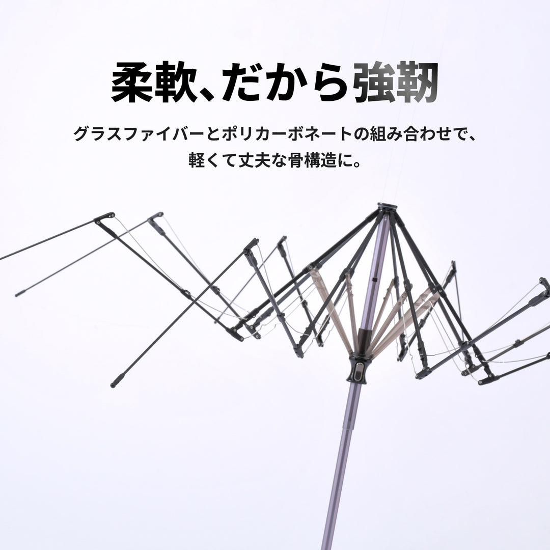 TOUGHNESS | 100%遮光・遮熱 108km/hの風に耐える最強の折りたたみ傘 大判8本骨